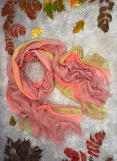 15031 Палантин лён "Две яркие полосы"