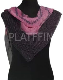 1426 Платок шифон леопард, цепи, клетка, цветы