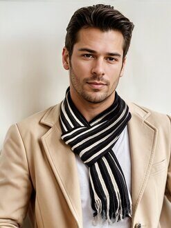 60,13114 Шарф мужской вязаный полоска (широкая, узкая)