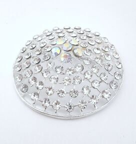 100(19) Брошь круглая с белыми стразами