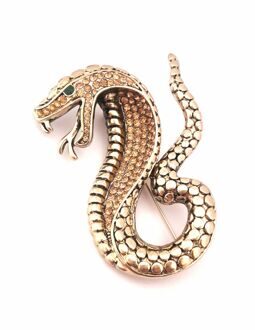 100(2) Брошь большая змея с шеей из камней золотая