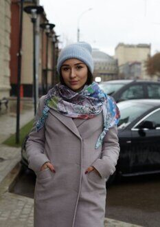 17026 Косынка-долька лён цифровая печать "Эксклюзивная коллекция"